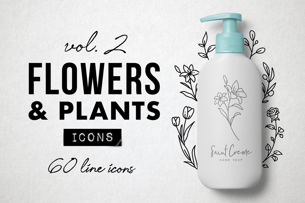 60 Flower and Floral Icons - Vol 2, an Outline Icon by Hatch Design Workshop (Photo 1 of 10)