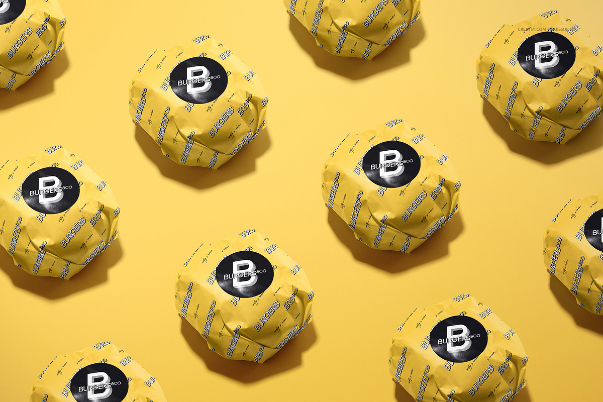 Food Safe Paper Mockup Set (burger), a Packaging Mockup by creatsy5 (Photo 7 of 10)