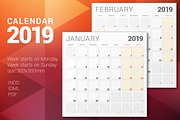 Monthly Planner 2019, a Stationery Template by AntartStock (Thumbnail 1 of 4)