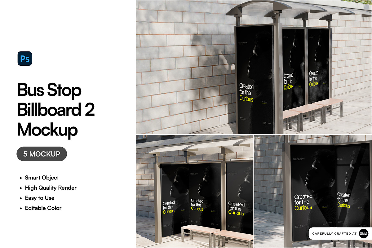 Bus Stop Billboard 2 Mockup, an Advertising Mockup by SLAB! Design (Photo 1 of 7)