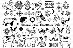 Folk Art Animal Clipart Bundle