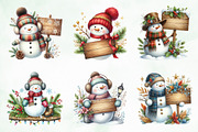 Watercolor Snowman Sign Clipart Png, an Illustration by Creative Art (Thumbnail 4 of 6)