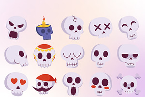 Halloween Skull Illustration & Stick