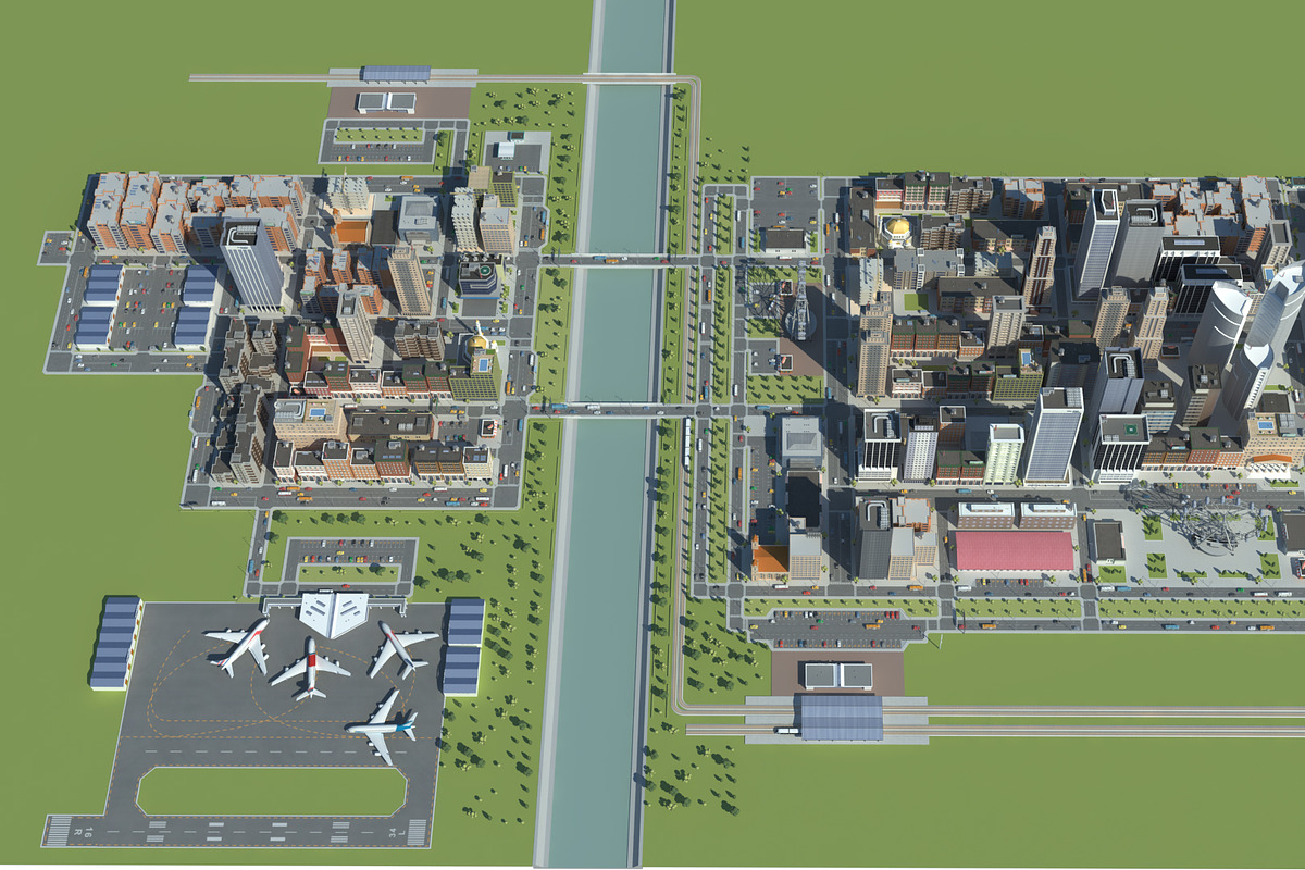 Realistic Lowpoly Simple City VR/AR, an Environmental 3D Model by NOMODOL (Photo 38 of 59)