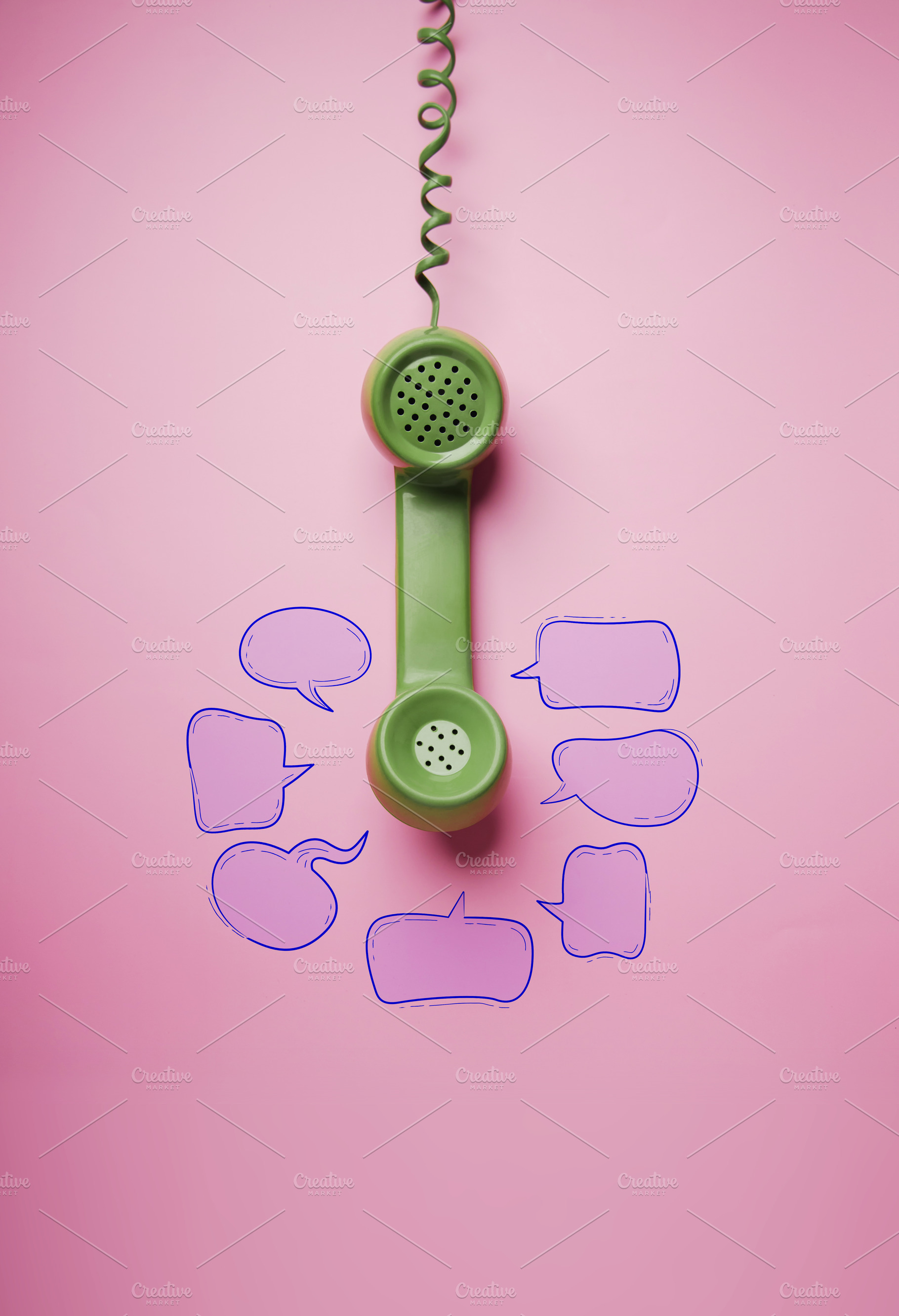 Speech bubbles around phone , Talk, Communication, Conversation, a Photo by salmon.black