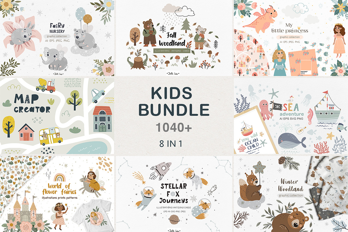 Kids & Nursery Vector Clipart Bundle, a Decorative Illustration by Jenny Quince (Photo 1 of 9)