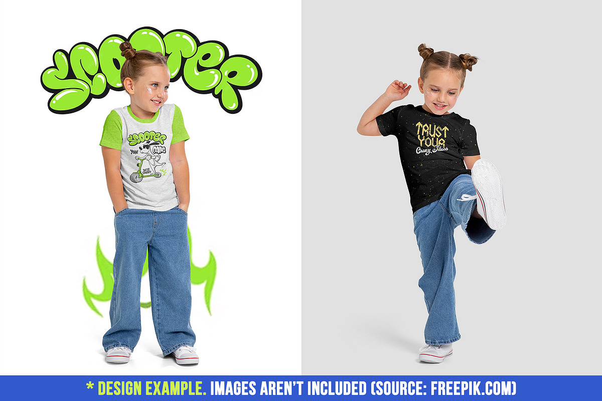Realistic Kids Girl T-Shirt Mockups, a Shirt Mockup by Hi, Mock-Up! (Photo 7 of 13)
