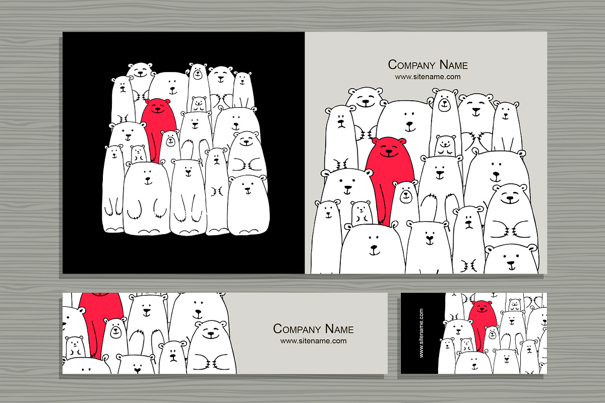 Card templates with white bears, a Card Template by Kudryashka (Photo 11 of 14)