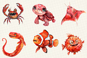Red Ocean Animals Clipart, an Illustration by OK Design (Thumbnail 4 of 5)