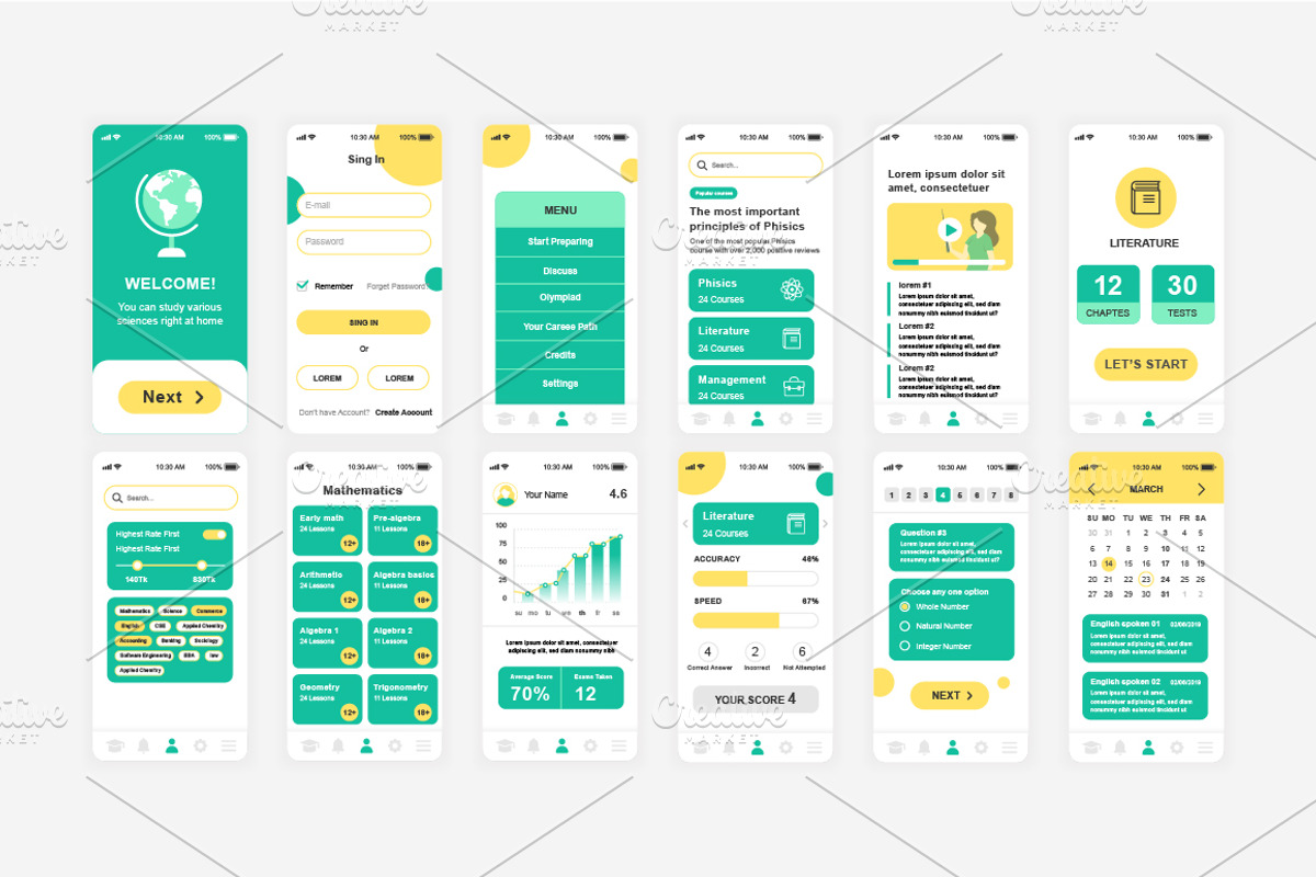 Mobile App UI Kit, a Templates & Theme by alexdndz (Photo 8 of 21)