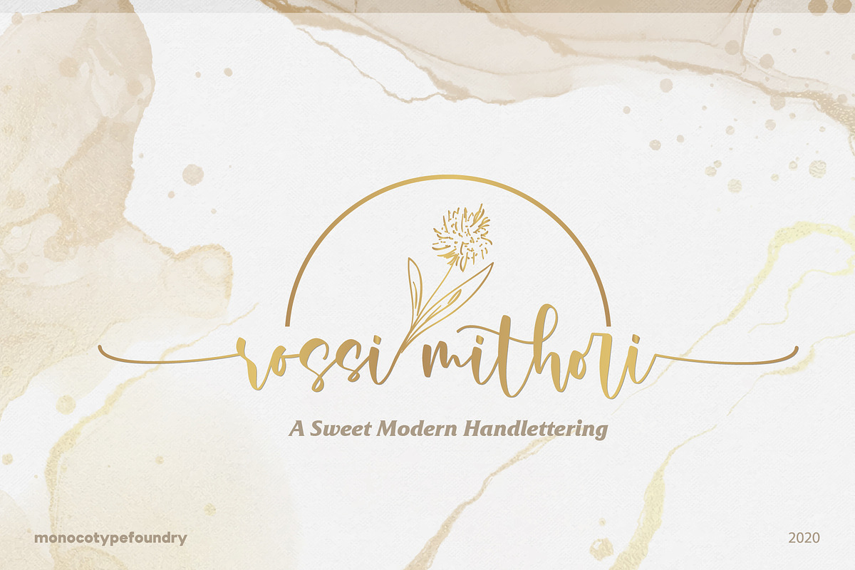 Rossi Mithori - Beautiful, a Script Font by Monoco Type Foundry (Photo 1 of 11)