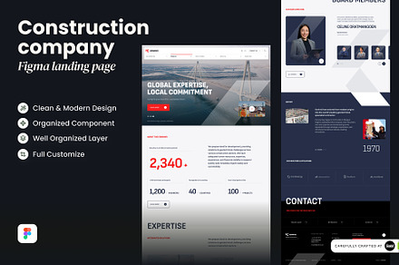 Modern Landing Page for Construction, a Landing Page Template by SLAB! Design