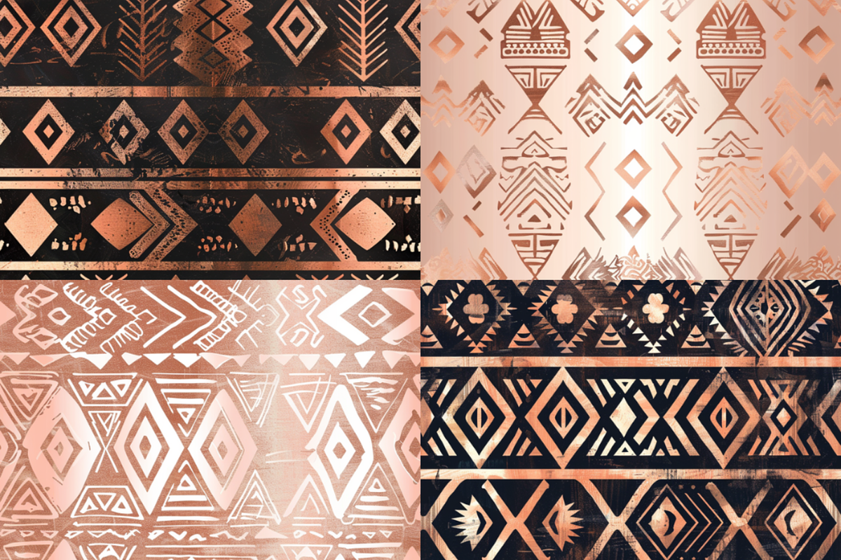 Rose Gold Tribal Seamless Patterns, a Pattern Graphic by PrintablesByFranklyn (Photo 6 of 6)