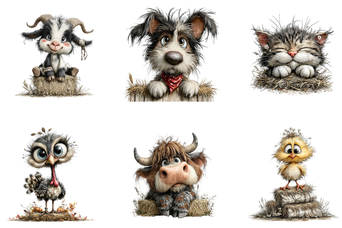 Hay Bale Animals Watercolor Clipart, a Seasonal Illustration by CreationArt (Photo 3 of 5)