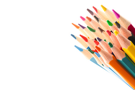 Multicolored pencils isolated on white background, closeup, a School & Education Photo by AtlasStudio