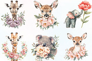 Summer Peony Animals Clipart, an Illustration by CraftArtStudio (Thumbnail 2 of 6)