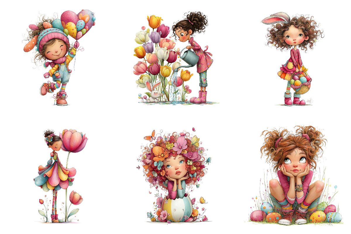 Easter Girl Clipart, an Illustration by CreationArt (Photo 2 of 7)