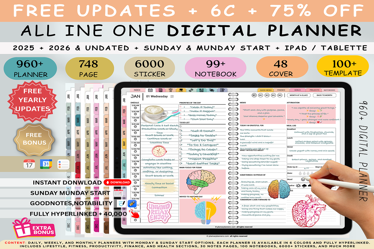 ADHD-Friendly Digital Planner 2025, a Templates & Theme by Plamarplanners (Photo 1 of 10)