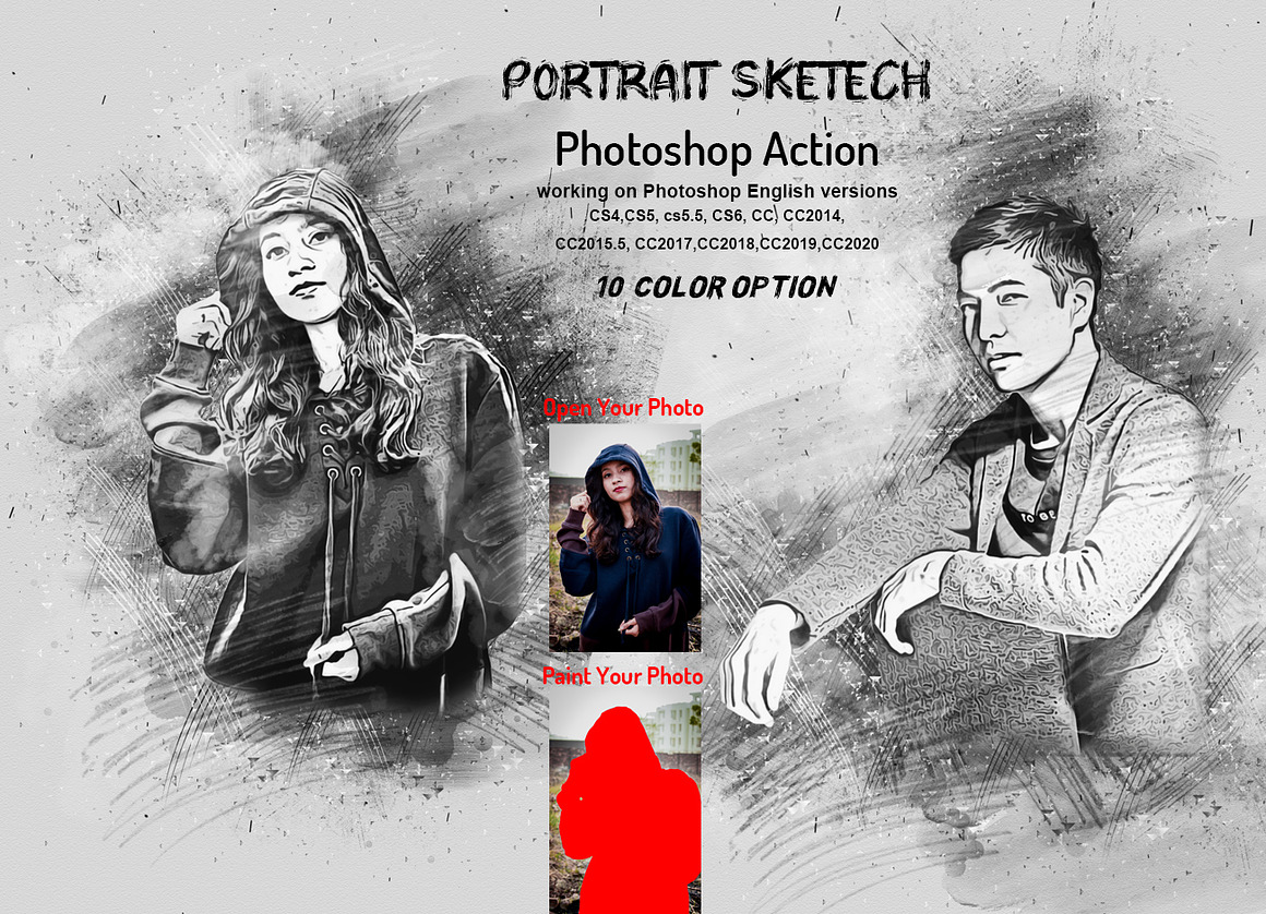 Portrait Sketch Photoshop Action, an Action Add-On by Studio Retouch (Photo 1 of 10)