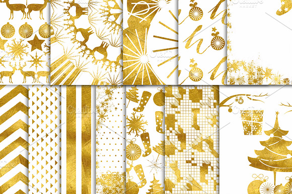 Christmas Gold Foil Digital Paper preview 4