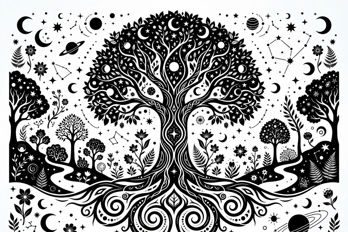 50 Mystical Galaxy Forest Silhouette, a Technology Illustration by Amazin_art (Photo 15 of 34)