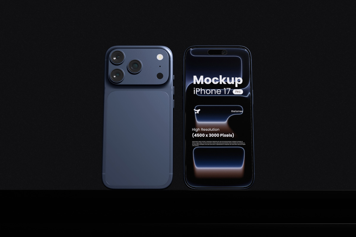 iPhone 17 Pro Mockup, an iPhone Mockup by Rielismee (Photo 2 of 5)