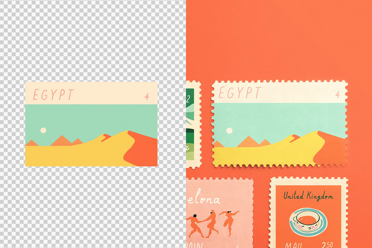 Retro Postage Stamp Mockup, an Advertising Mockup by Custom Scene (Photo 10 of 10)