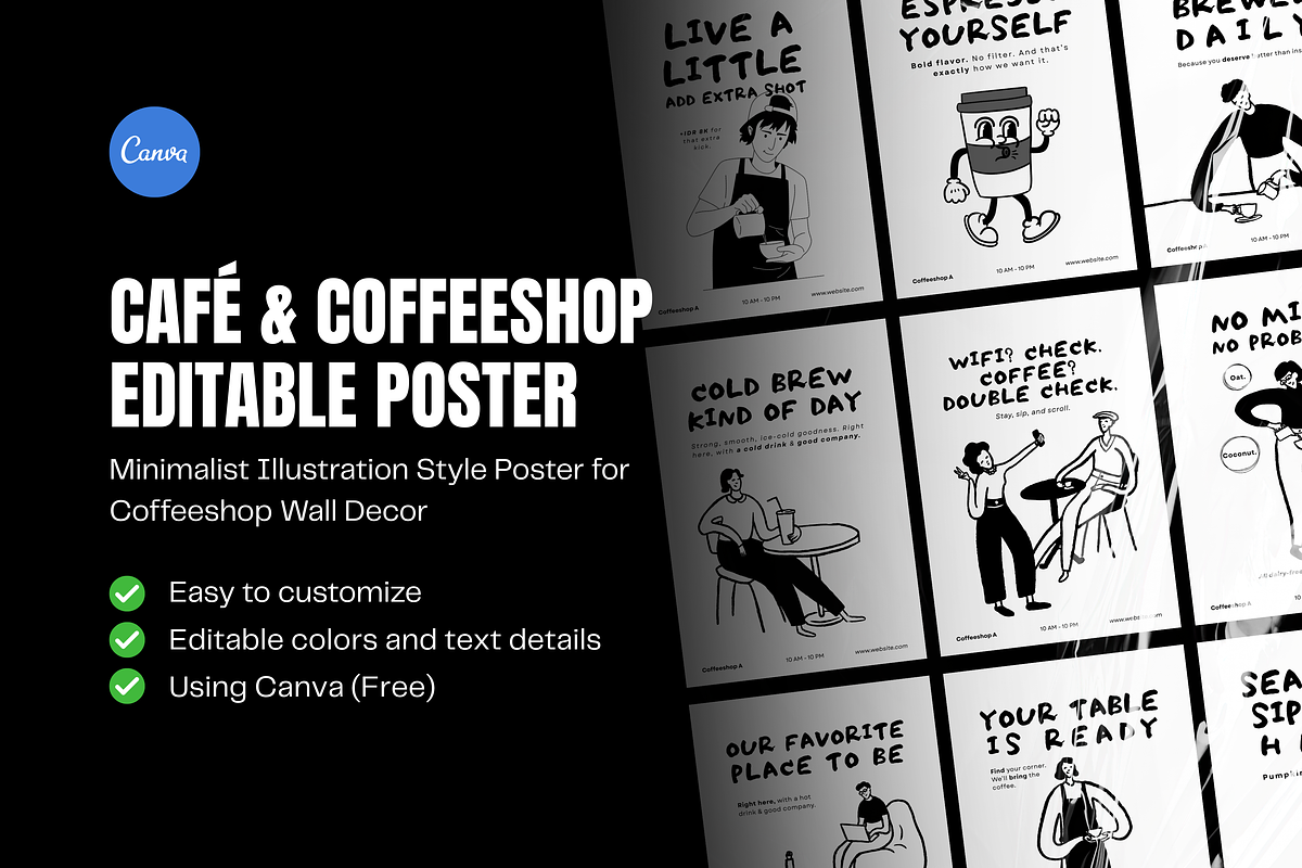 Editable Posters for Coffeeshops Canva