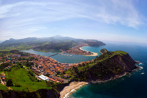 Panoramic view of the city of Ribadesella.Asturias, Spain.