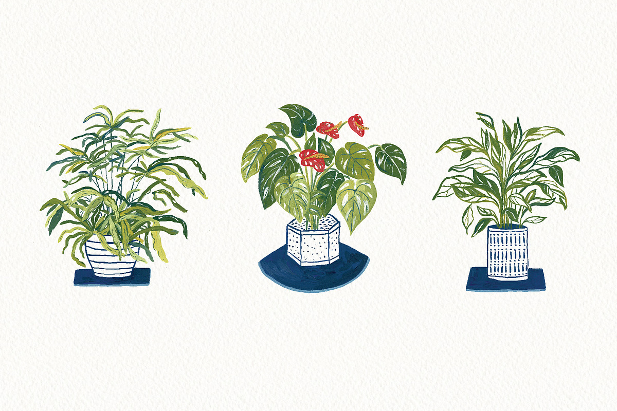 Watercolor Green Plants Clipart Set, an Illustration by Anna Ivanir (Photo 5 of 5)