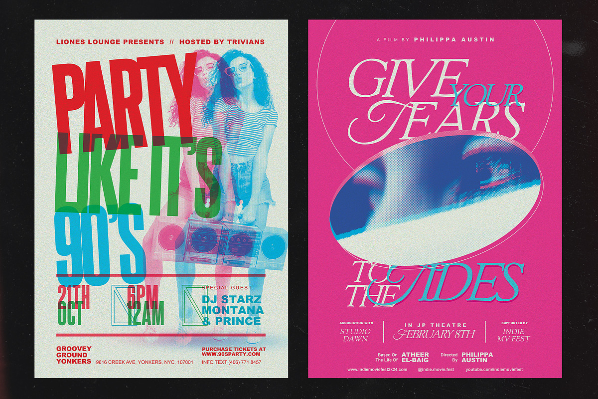 Risograph Poster Templates, a Flyer Template by Bornx Design (Photo 2 of 7)