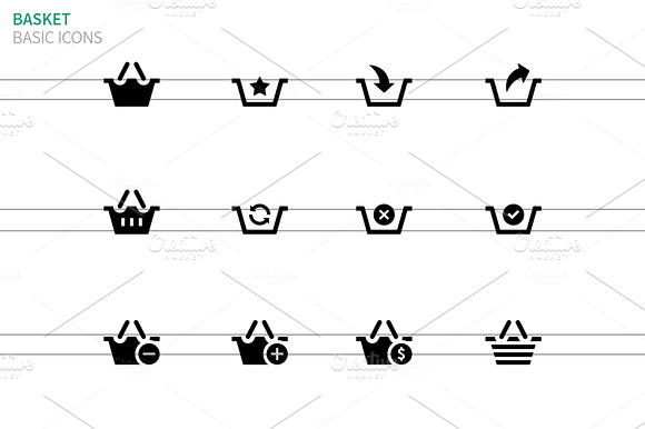 Shopping Basket Icons On White