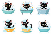 Bath black cat clip-art, an Illustration by CreationArt (Thumbnail 2 of 6)