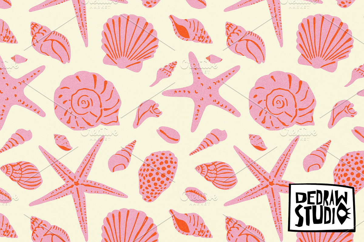 Hand Drawn Pink Seashell Pattern, a Pattern Graphic by Dedraw Studio (Photo 1 of 3)