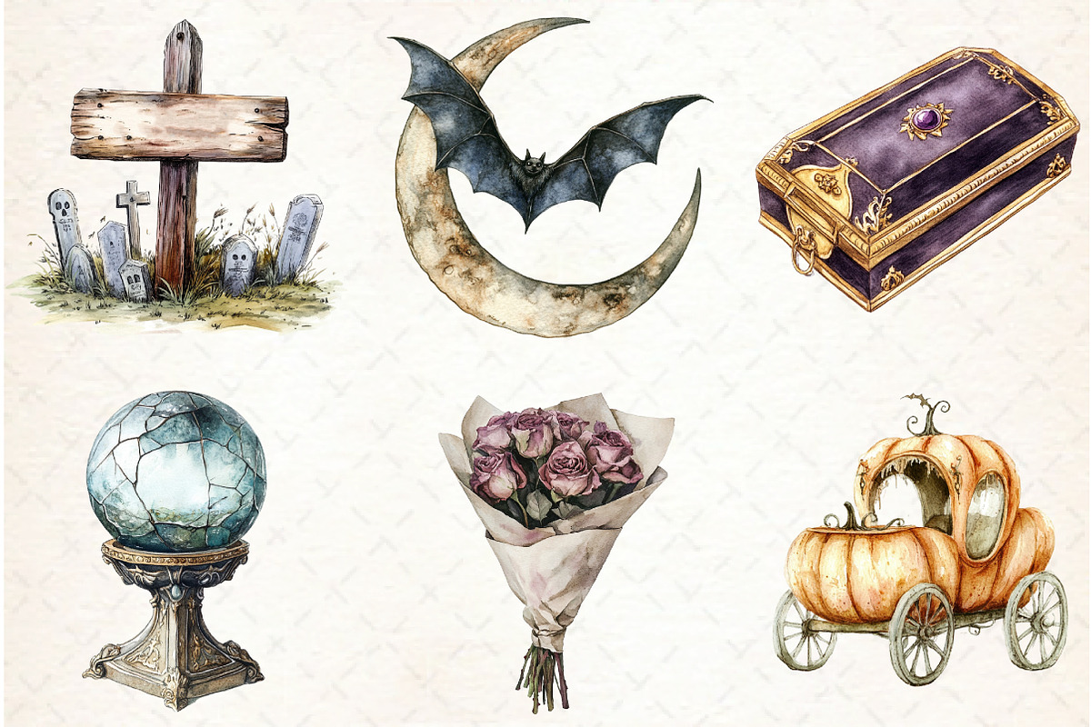 Antique Halloween Clipart, an Illustration by Libby Wishes (Photo 3 of 5)