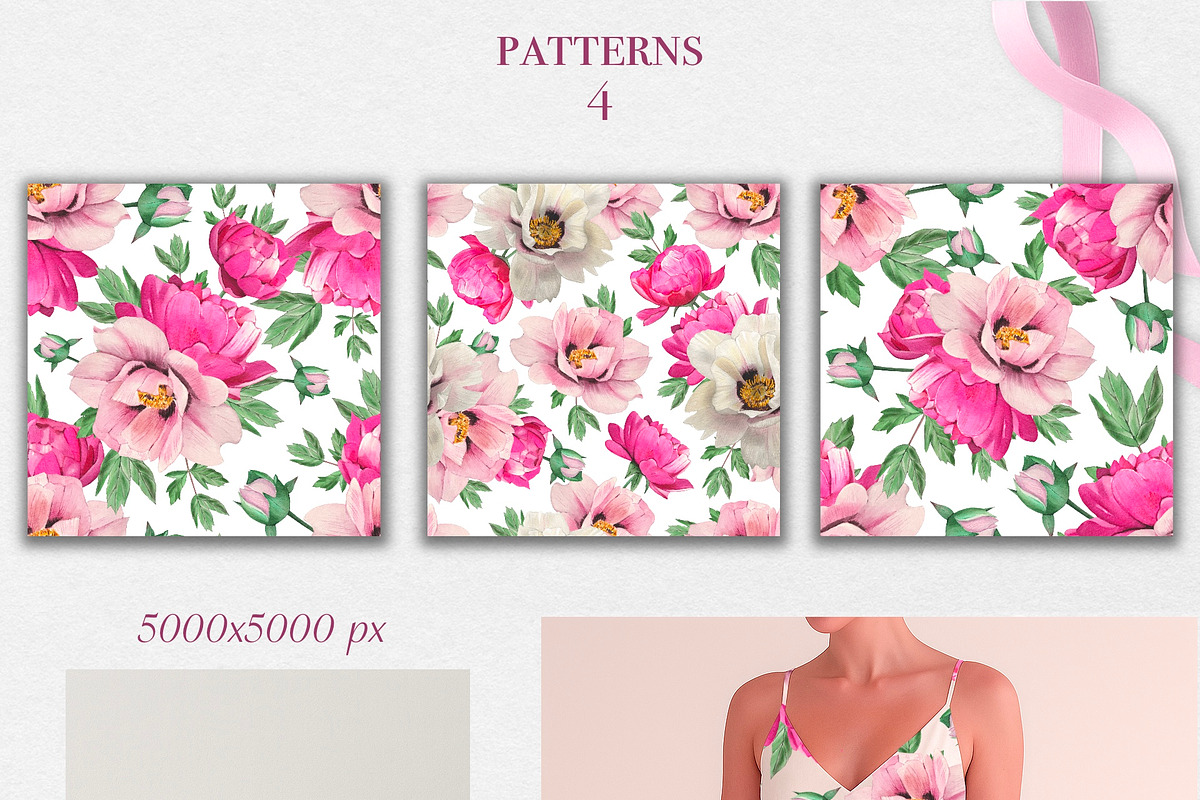Watercolor Pink Peonies Clipart, an Object Graphic by DiashaArt (Photo 7 of 10)