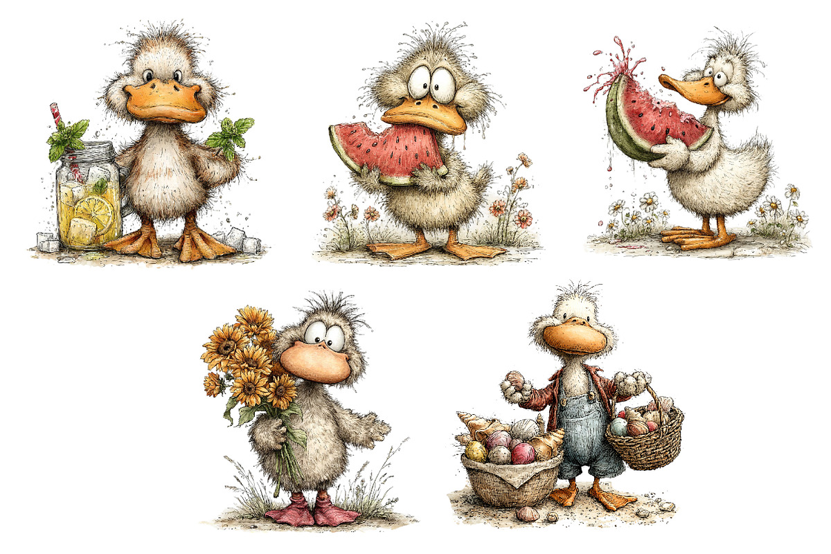 Whimsical Summer Duck Clipart, an Illustration by Dream Creation (Photo 6 of 6)