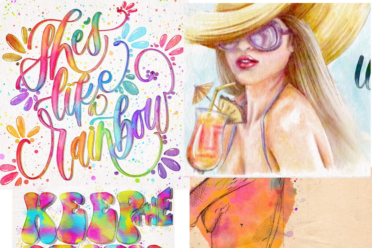 Watercolor lettering and painting brushes preview 2