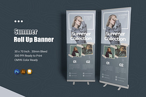 Summer Collection Roll Up Banner, a Print Template by Esensifiksi.studio