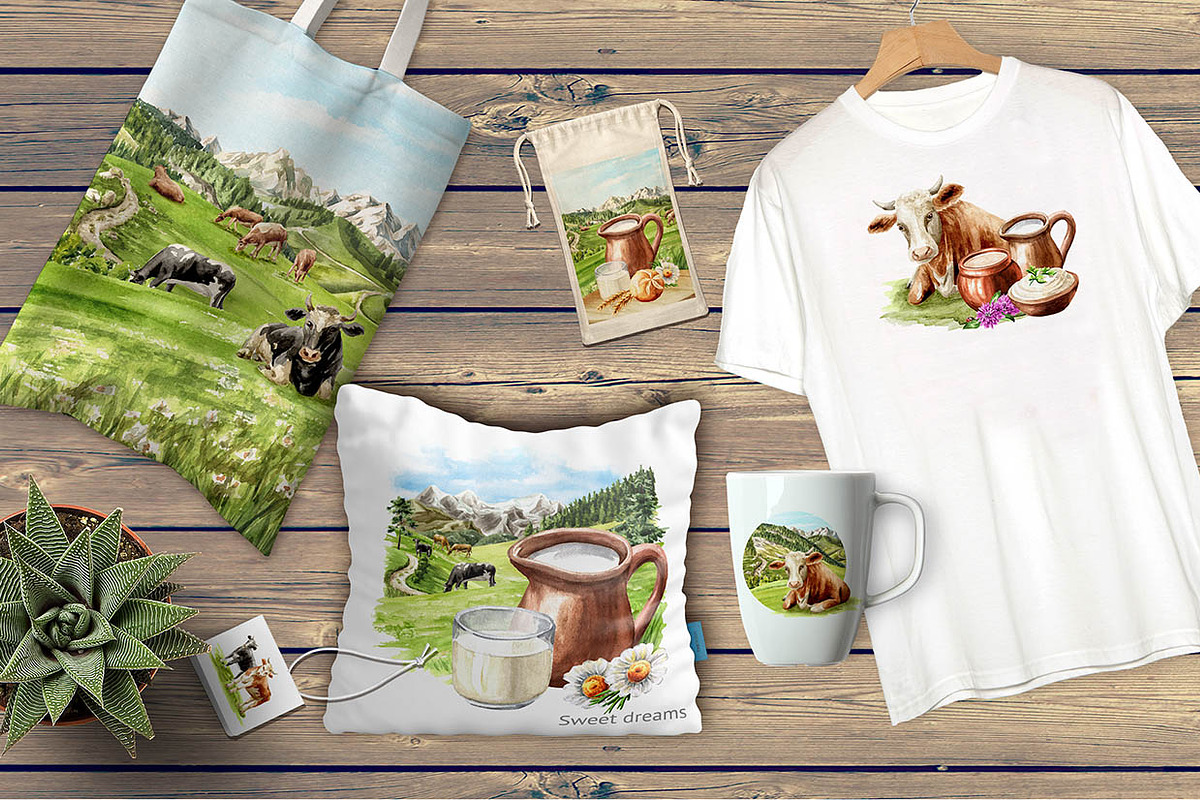 Dairy Farm. Watercolor collection, an Animal Illustration by Daria Ustiugova (Photo 11 of 11)