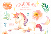 Unicorns Watercolor Clip Art, an Animal Illustration by everysunsun (Thumbnail 3 of 4)