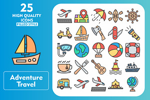 Adventure Travel 25 Line Filled Icon, an Icon by Pexelpy