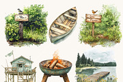 Watercolor Little Fisherman Clipart, a Person Illustration by SparkyDesignsUS (Thumbnail 3 of 8)