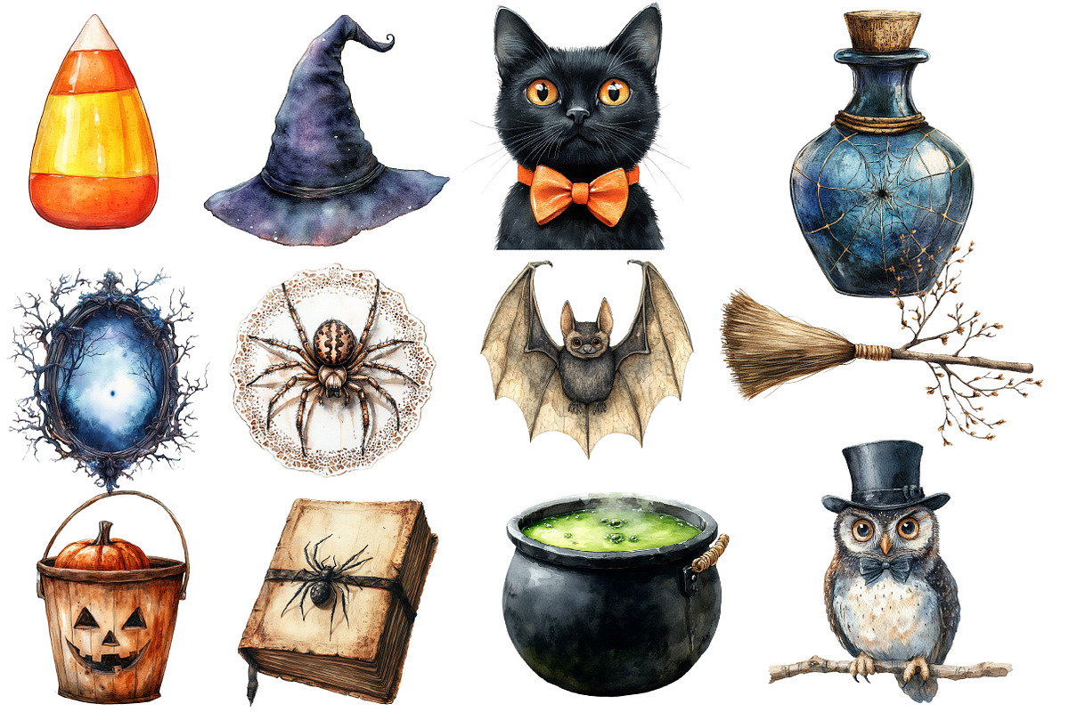 Vintage Halloween Clipart, an Illustration by Designworld (Photo 2 of 5)