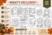 210 Cozy Fall Reading Coloring Pages, a Seasonal Illustration by Daffodil Dream Studio (Thumbnail 2 of 3)