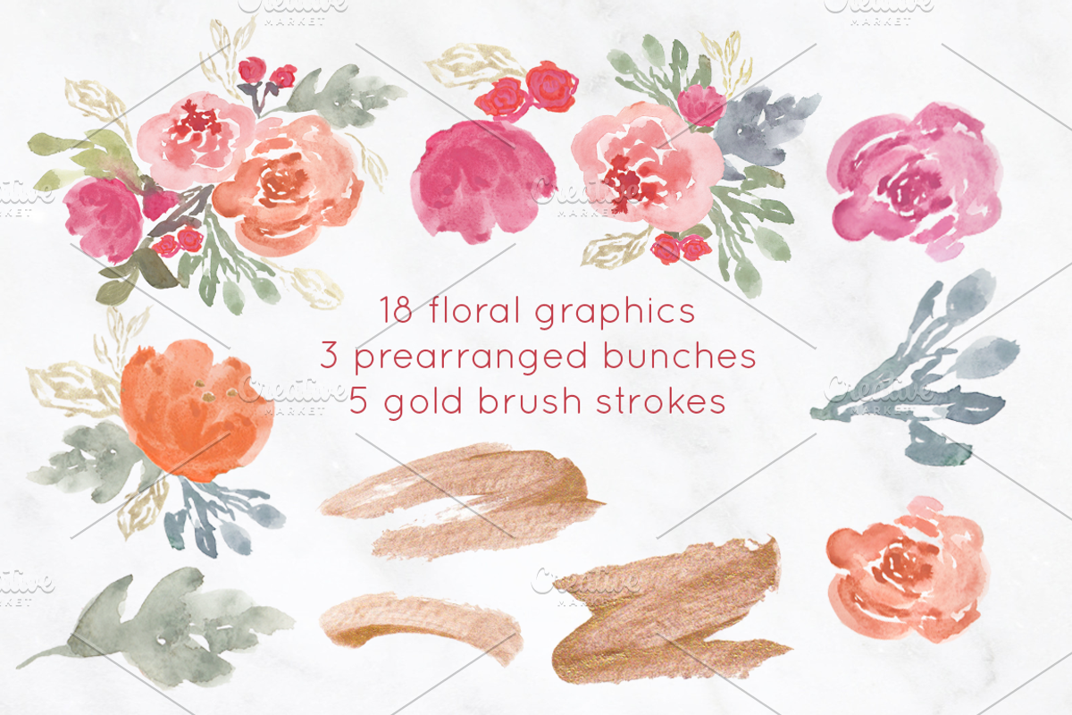 Garden Flowers II Watercolor Clipart, an Illustration by Emerald & Ivy Studios (Photo 2 of 5)