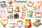 Golden Mother's Day Clipart, an Illustration by Watercolor design (Thumbnail 1 of 10)