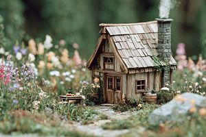Charming tiny wooden cottage among, an Architecture Photo by MistyDay