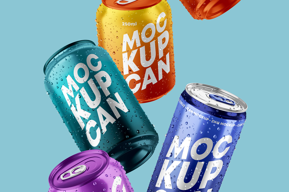 Glossy Metallic Can Bundle, a Product Mockup by Graphic Bird (Photo 5 of 19)