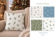 Christmas Floral Clipart & Patterns, a Seasonal Illustration by ArtGiftsStudio (Thumbnail 2 of 5)